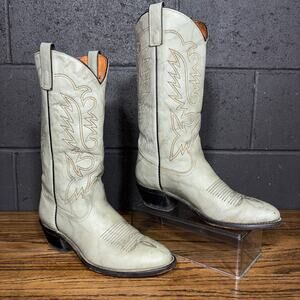 Vintage TEXAS Cowboy Boots USA Made Gray Leather Western Men’s 9.5 D